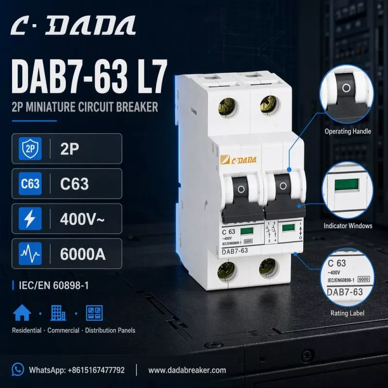 DAB7-63 L7 2P MCB - გამჭვირვალე, კომპაქტური დაცვა სადისტრიბუციო პანელებისთვის